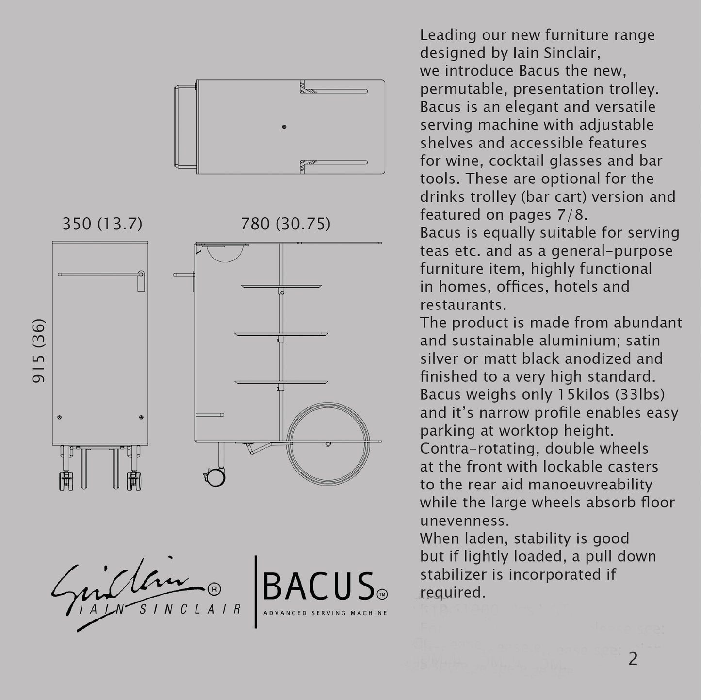 BACUS SERVING TROLLEY/BAR CART